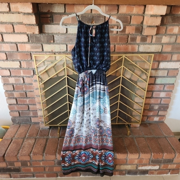 Enfocu Boho Colorful Maxi Spaghetti Dress. SIZE 6 - Picture 11 of 13